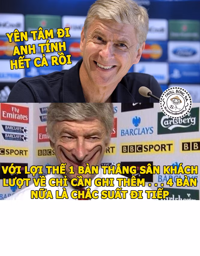 Để an ủi NHM thành London, HLV người Pháp của Arsenal là Wenger vẫn tự tin có tấm vé đi tiếp bởi đã có 1 bàn thắng lợi thế trên khách và nhiệm vụ tối ưu đó là ghi 4 bàn thắng ở trận lượt về.
