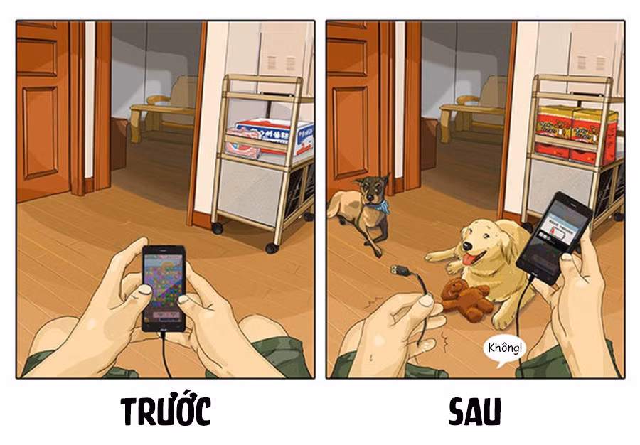 Trước khi nuôi một chú chó cưng, bạn có thể chơi bất cứ trò chơi điện tử nào mà không lo lắng về việc hết pin. Nhưng sau khi có xuất hiện của những thú cưng khiến cuộc sống của bạn bị thay đổi, mọi thiết bị có dây của bạn đều trong tình trạng báo động đỏ, hở ra một tí là hi sinh anh dũng ngay.