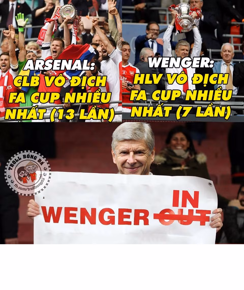 Arsenal có 13 cúp F.A, Wenger có 7 vậy việc gì phải ra đi.