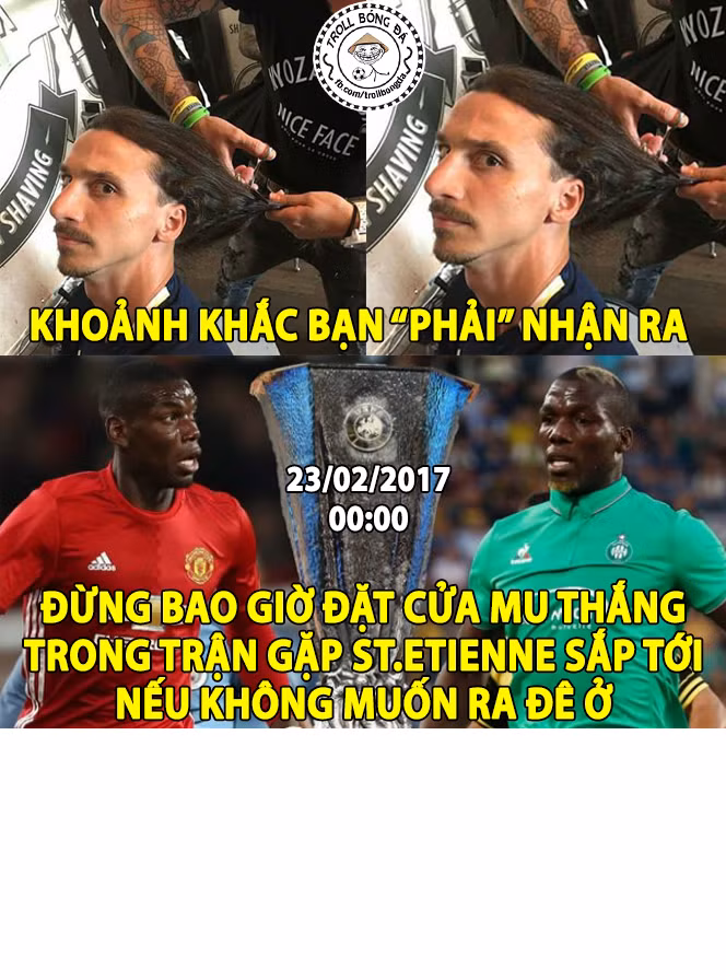 Với nhiều đội bóng, cầu thủ xuống tóc để giải đen nhưng với MU thì dường như việc cắt tóc lại mang đến cho họ những điều tồi tệ khi chỉ hòa và thua. Mới đây, cầu thủ đang có phong độ rất cao là Zlatan Ibrahimovic đã đăng tải bức ảnh cắt tóc khiến nhiều người lo ngại kết quả của trận đấu giữa nửa đỏ thành Manchester gặp St.Etienne.