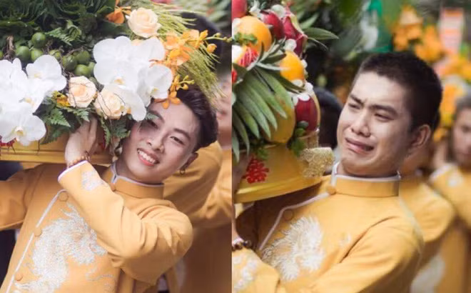 Mới đây, một bức ảnh ghép khá thú vị đã được dân mạng chuyền tay nhau chóng mặt về một chàng trai 9X có bộ mặt khá biểu cảm khi phải bê tráp quả nặng gần 40kg. Thoạt nhìn, người xem sẽ không hiểu vì sao bức ảnh lại "nổi" thế. Nhưng khi để ý kỹ, chắc chắn bạn sẽ phì cười vì sự đối lập đầy tếu táo. Ảnh trong bài: Facebook nhân vật.