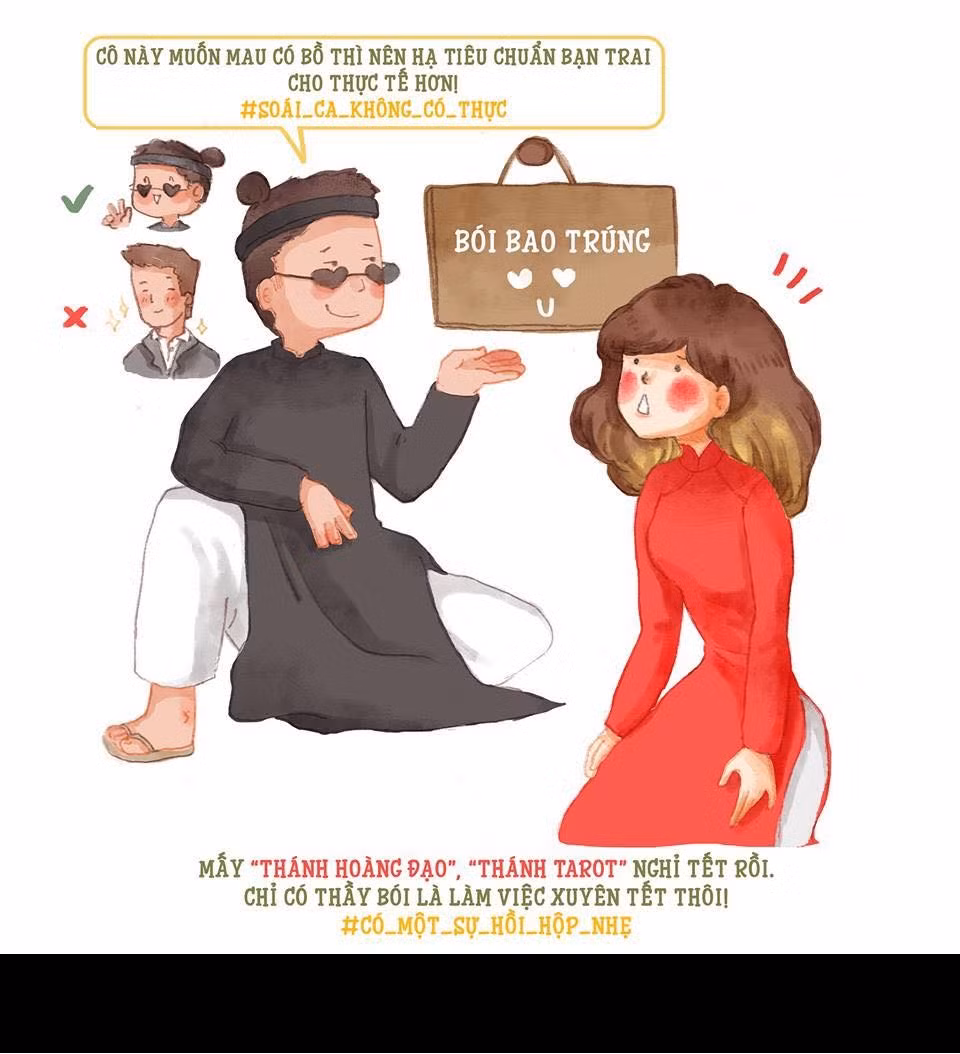 Dịp đầu xuân năm mới cũng là ngày mà nhiều bạn trẻ tìm đến các ông thầy bói để xem đường tình duyên.