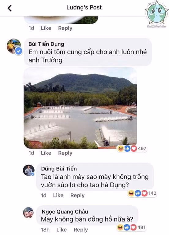 Thủ môn Bùi Tiến Dũng còn cung cấp cả một đầm nuôi tôm cho Xuân Trường để thỏa mãn nhu cầu thèm ăn tôm.