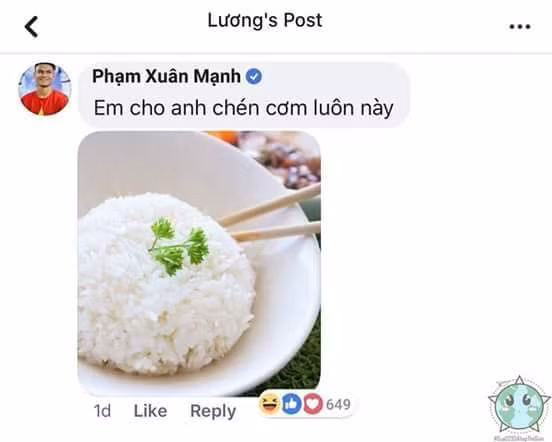 Xuân Mạnh còn đề nghị thêm cả cơm trắng cho món ăn của Xuân Trường cho có tinh bột.