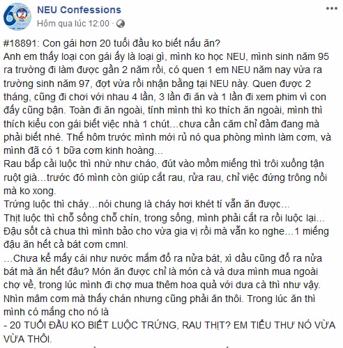 Len mang than ban gai khong biet nau an, chang trai bi 