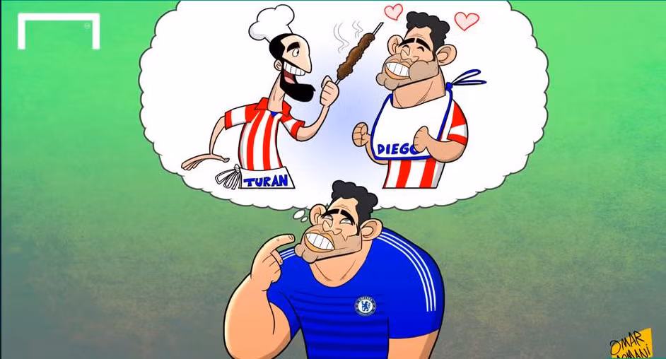 Diego Costa kể rằng khi còn khoác áo Atletico, cầu thủ này thường được Arda Turan mời đến nhà ăn món thịt nướng Kebab. Đây là một trong những nỗ lực nhằm đưa Turan tới Chelsea. Tuy nhiên, với việc ngôi sao Thổ Nhĩ Kỳ vừa ký hợp đồng với Barca, giấc mộng của Costa có thể sẽ không thành hiện thực.
