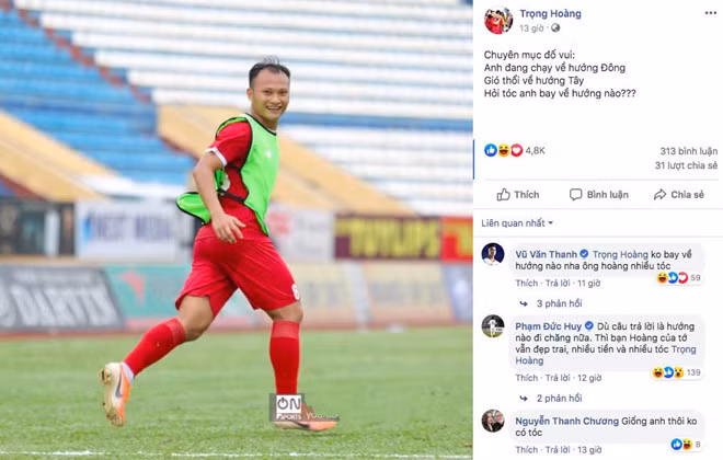 Trước đó, đầu tháng 7, khi đặt câu hỏi hài hước về tóc, Trọng Hoàng cũng không thoát khỏi màn "troll" từ Đức Huy.