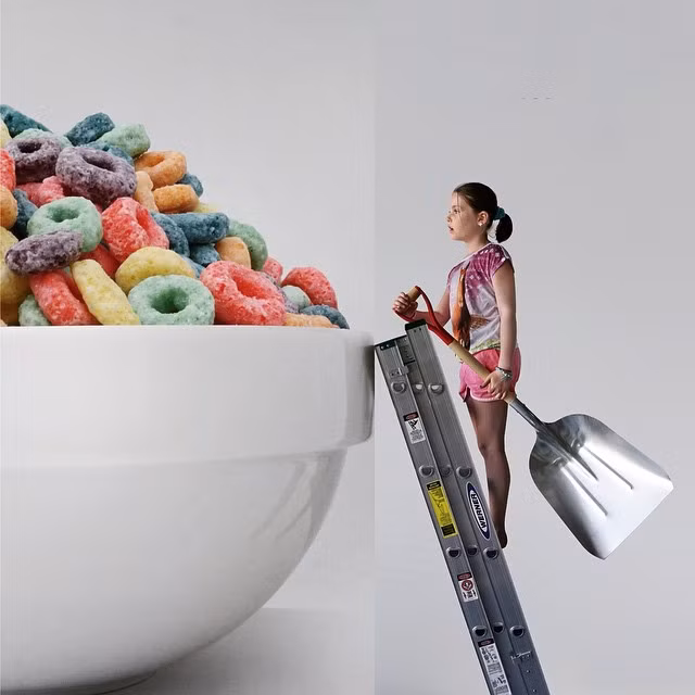 Một bát kẹo lớn và phải cần bắc thang lên mới lấy được chúng.