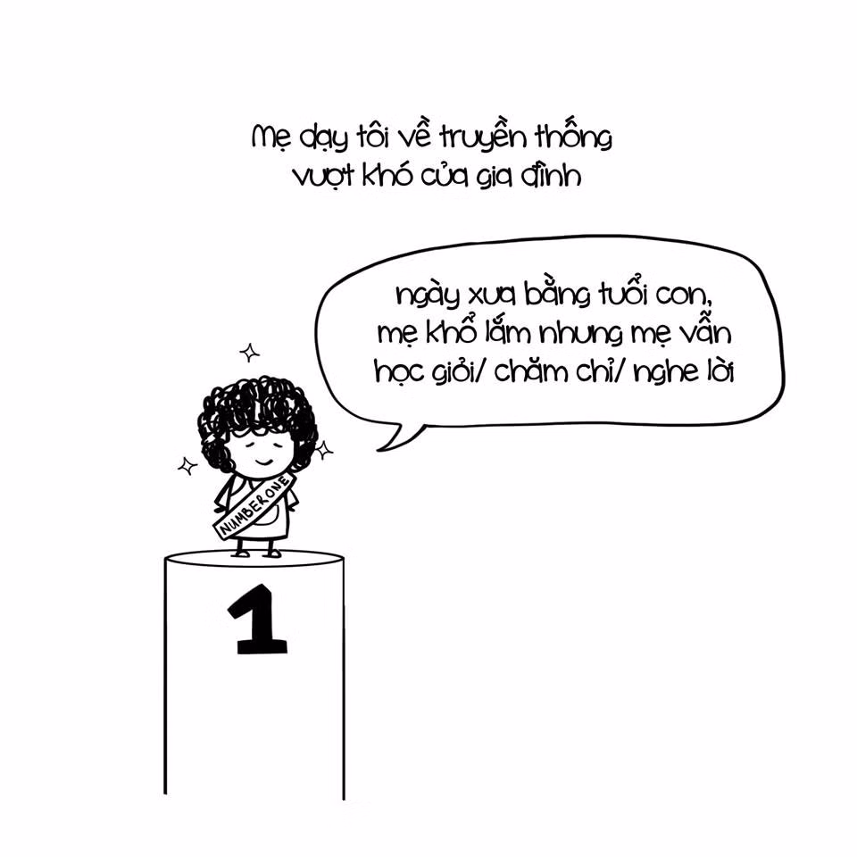 Mẹ thường lấy ví dụ từ chính mẹ để dạy con biết vượt khó trong cuộc sống hiện tại.