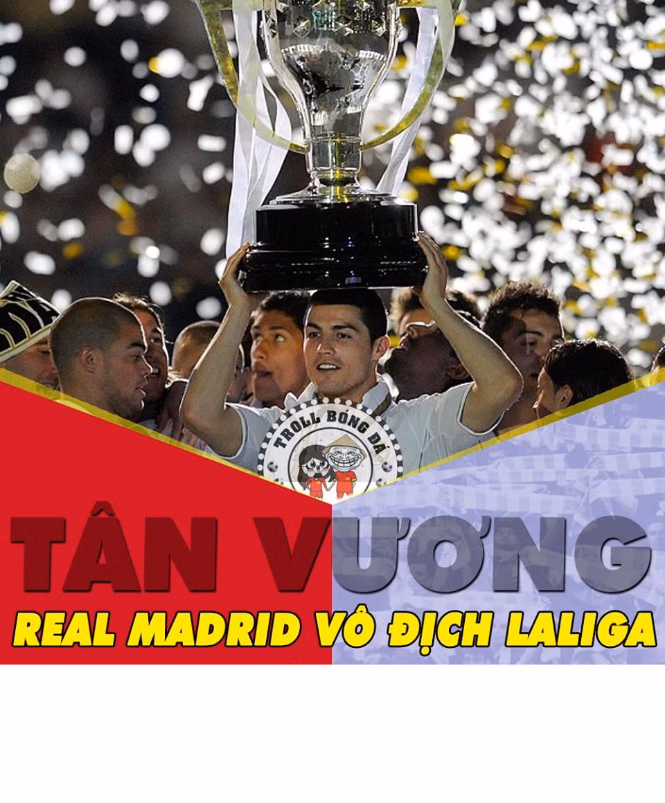 Vượt qua Malaga ở vòng đấu cuối, Real Madrid chính thức đăng quang ngôi vương tại La Liga 2016/2017. Ảnh sử dụng trong bài: Troll bóng đá.