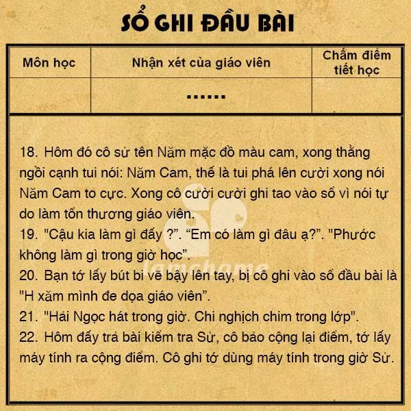 Không làm gì trong giờ cũng là lý do để xứng đáng bị ghi tên vào sổ đầu bài hay lấy máy tính nghịch trong giờ sử là lý do vô cùng bá đạo mà các học sinh từng mắc phải.