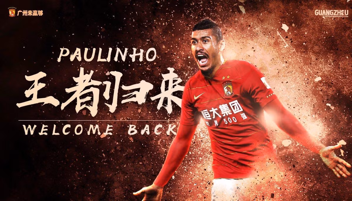 Paulinho đã chính thức quay lại Trung Quốc chỉ sau 1 năm chinh chiến tại Châu Âu cùng với Barca.