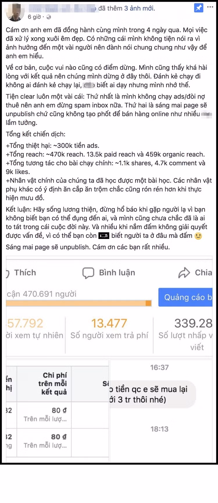 Mới vừa qua trên mạng đang lan truyền sự việc vô cùng hài hước, đó là 1 thanh niên đã lập hẳn 1 fanpage chuyên dùng để bóc phốt, chửi kẻ đã chôm đồ của mình mà không trả, không những thế thanh niên còn chạy quảng cáo Facebook cho các bài đăng và fanpage này của mình. để thu hút lượng người theo dõi với mục đích đánh động con nợ trả nợ cho mình.
