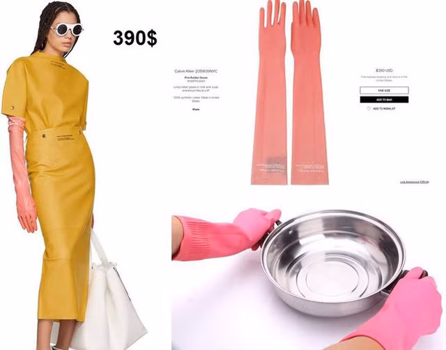 Sau những cuộc vui sum vầy bên mâm cơm gia đình, sẽ là những giờ phút bận rộn với đống bát đĩa chất chồng. Dường như muốn giảm thiểu áp lực cho các cô các mẹ, Calvin Klein đã cho ra mắt mẫu găng tay giá 390$/ chiếc (gần 9 triệu đồng), nhưng nhìn qua thì lại không khác găng tay cao su 20 nghìn là mấy.