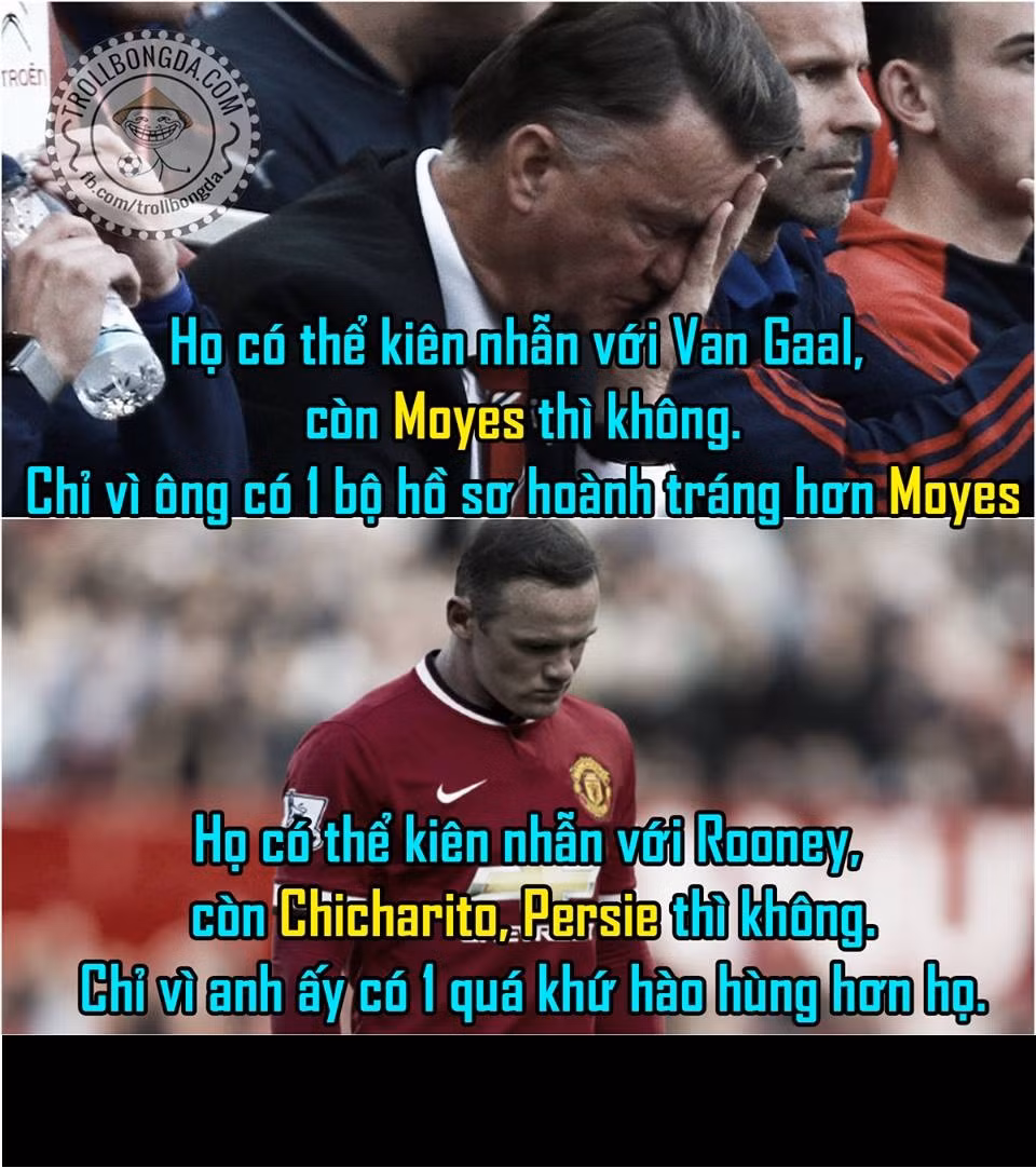 CĐV Man United thể hiện sự kiên nhẫn với Van Gaal và Rooney vì bản thành tích hoàn hảo.