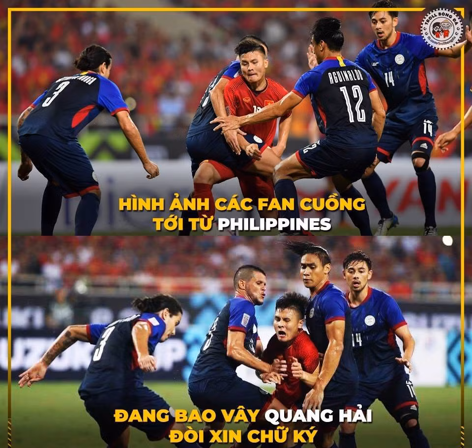 Chính từ khoảnh khắc Quang Hải bị các cầu thủ Philippines đè nén, dân mạng đã liên hệ tới đời sống hàng ngày với bao áp lực.