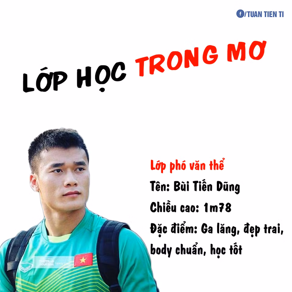 Lớp phó văn thể của các cầu thủ Olympic Việt Nam là thủ môn Bùi Tiến Dũng với sự ga-lăng, đẹp trai, body chuẩn.