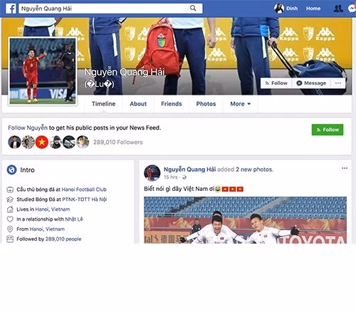 Xuất phát từ một số fanpage chuyên về bóng đá, thành viên mạng xã hội đã nhanh chóng "gom" được Facebook của 11 cầu thủ đá chính của đội tuyển U23 Việt Nam.