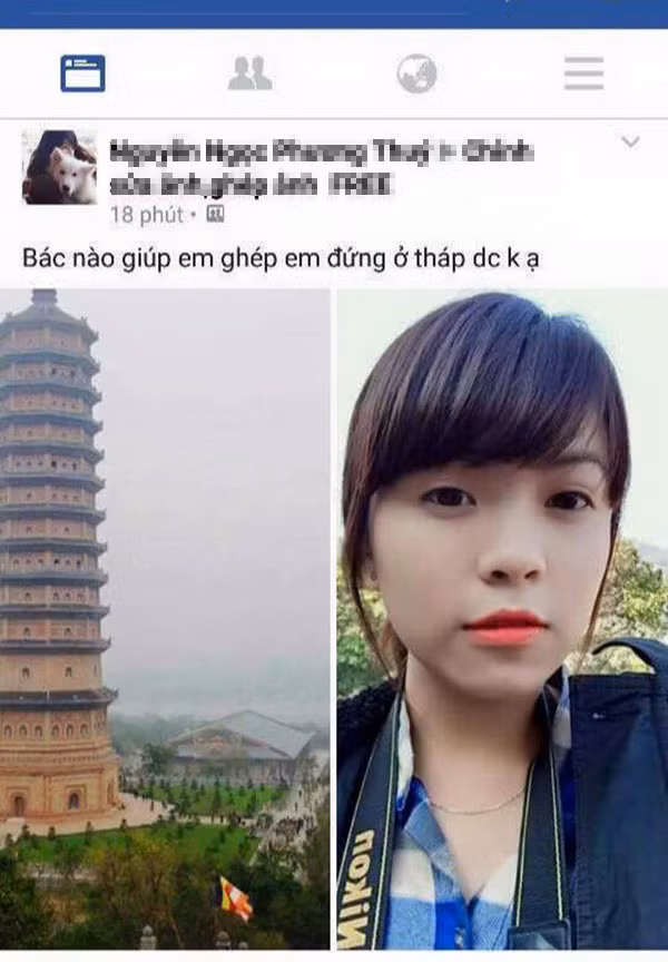 Bức ảnh cô gái muốn có mặt mình bên cạnh chiếc tháp giống như selfie cũng là một trong những chủ đề khiến cư dân mạng có những tràng cười vỡ bụng.