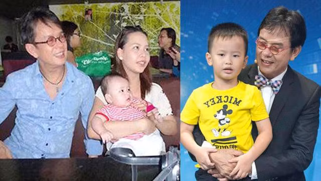 Nhạc sĩ Đức Huy bên người vợ kém 44 tuổi (trái) và hiện tại (phải).
