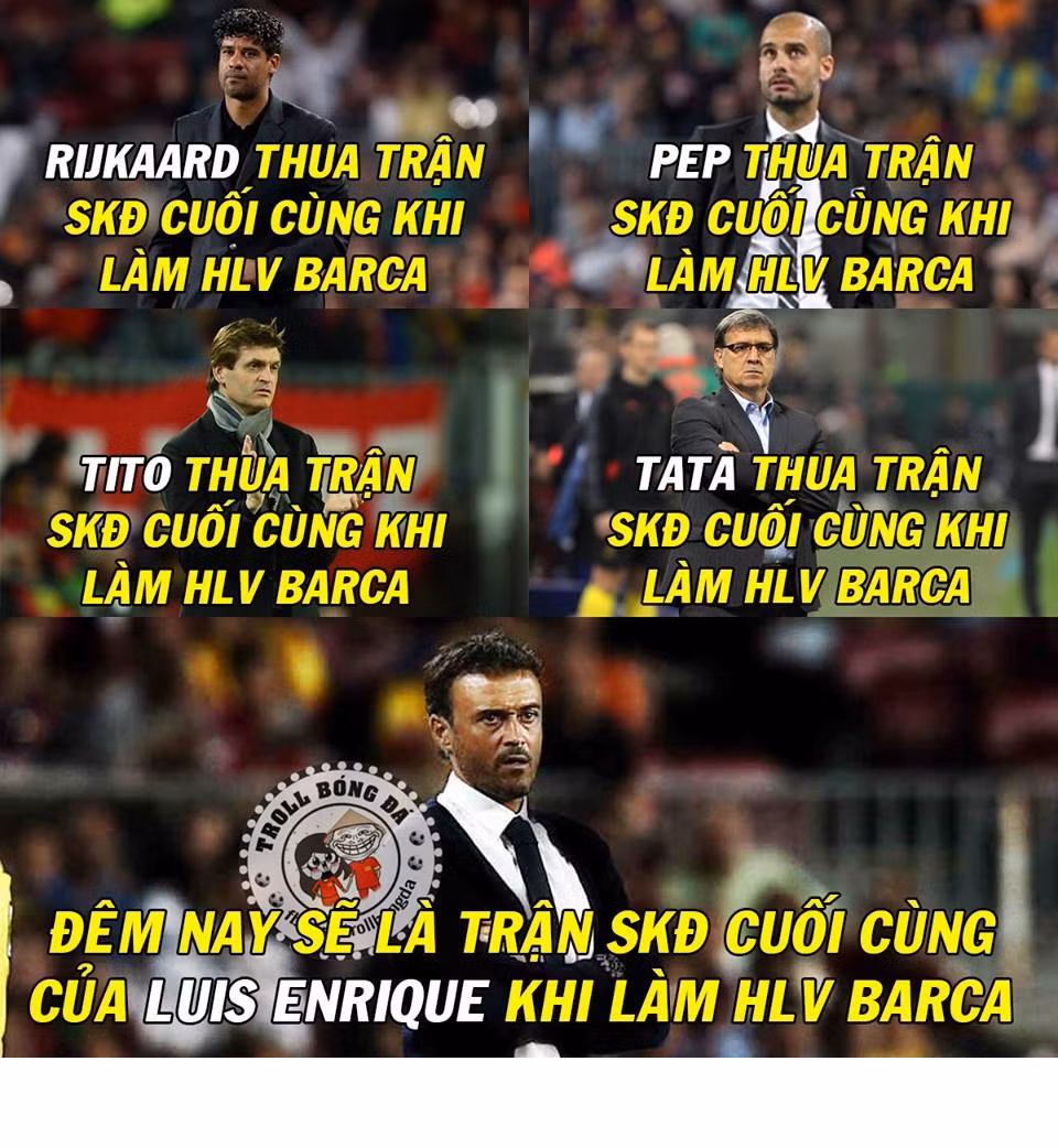 Luis Enrique đã có câu trả lời cho các fan bóng đá về lời nguyền trận siêu kinh điển cuối cùng. Ảnh: Troll bóng đá