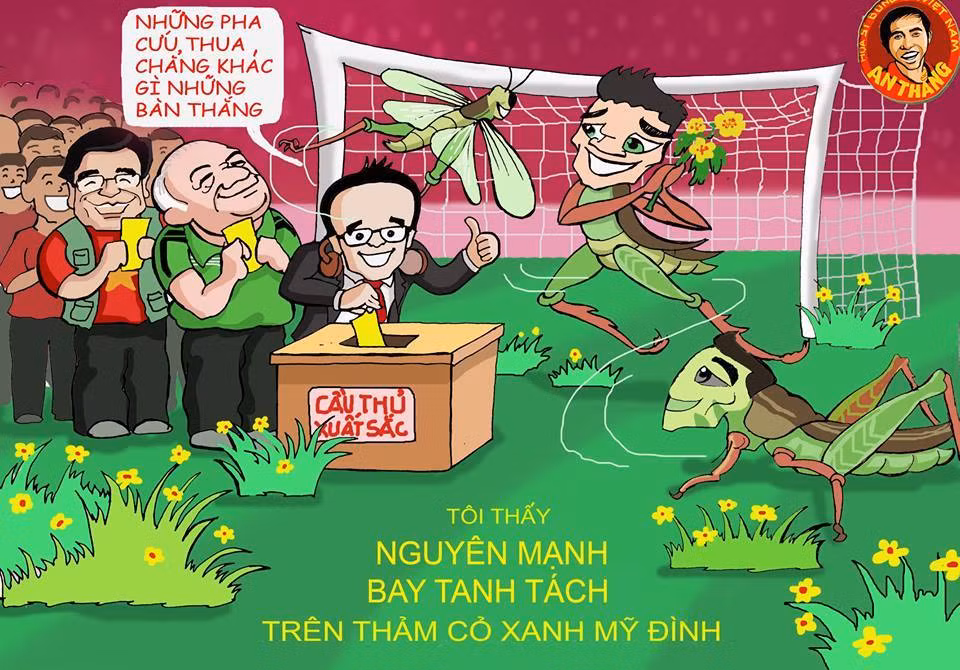Nguyên Mạnh được bầu chọn là cầu thủ xuất sắc nhất trận đấu.