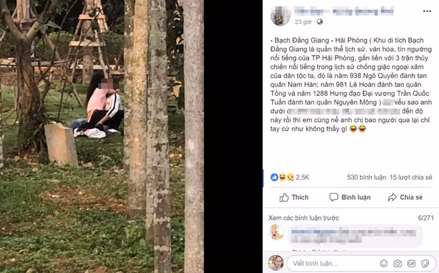 Mới đây, hình ảnh một đôi trẻ ôm hôn nhau giữa ban ngày tại một khu di tích lịch sử ở Hải Phòng lại trở thành tâm điểm chỉ trích của dư luận.