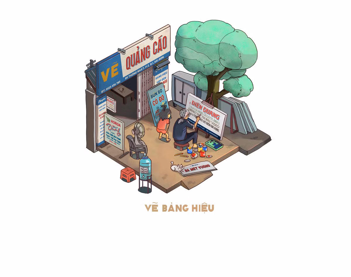 Vẽ bảng hiệu từng là một nghề phổ biến tại Sài Gòn xưa. Ảnh sử dụng trong bài: Maxk Nguyễn
