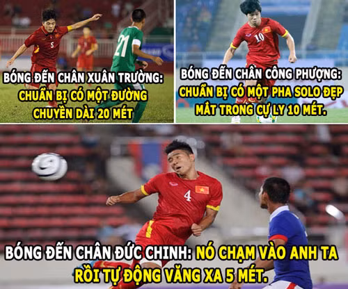 Việc đỡ bóng của Đức Chinh luôn khiến mọi người lo lắng bởi khi đỡ được nhịp một, anh ta phải chạy rất mệt để giữ lại được quả bóng.