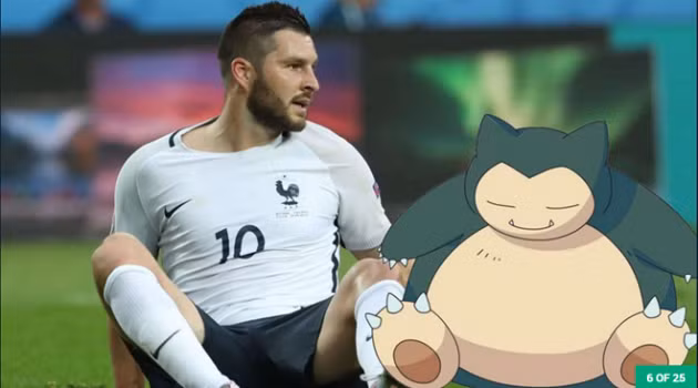Ục ịch và chậm chạp, Andre-Pierre Gignac được so sánh với Snorlax. Đây là một con Pokemon tham ăn và cực kỳ mê ngủ.