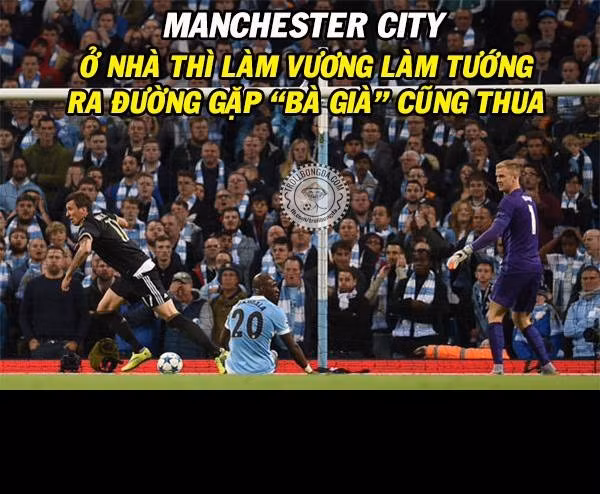 Man City đã chịu thất bại 1-2 trước Juventus ngay tại lượt trận đầu tiên UEFA Champions League. Nhiều NHM đã đùa rằng, ở nhà thì Man City làm vương làm tướng nhưng khi ra đường khi gặp "bà già" Juve cũng thua.