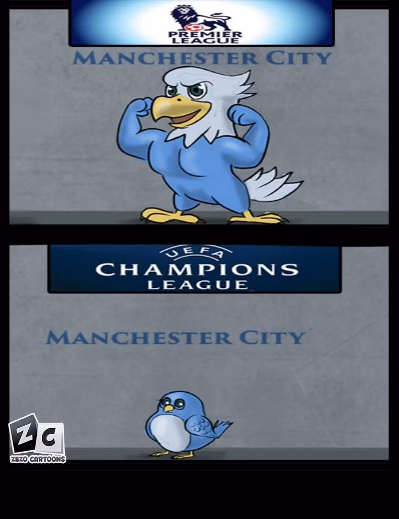 Cũng tại vòng đấu đầu tiên UEFA Champions League 2015/2016, một đội bóng khác thành Manchester cũng ra sân đó là Man City. Man City đang là "đại bàng" ở giải quốc nội nhưng khi ra đấu trường châu Âu, "nửa xanh" thành Man chỉ là một chú gà nhép.