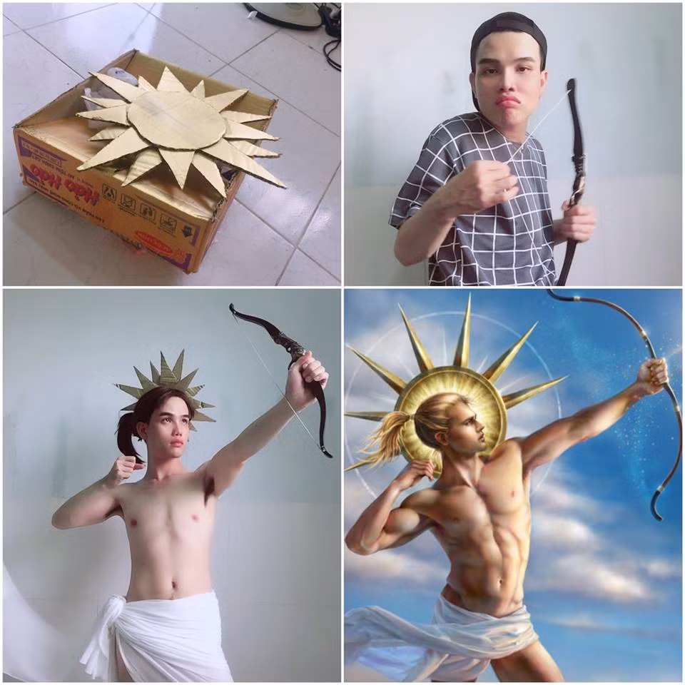 Phiên bản cosplay thần Apollo phiên bản khăn tắm.