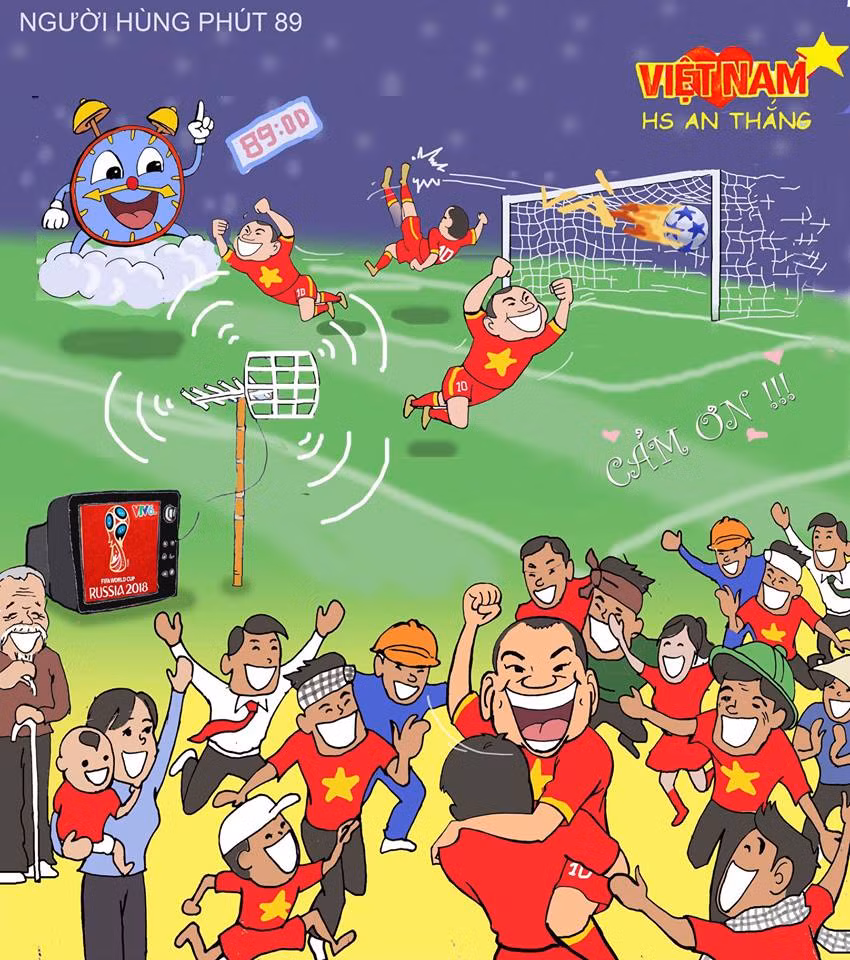 Họa sĩ An Thắng không còn xa lạ gì với những NHM yêu bóng đá Việt Nam. Anh chàng quê gốc Hưng Yên là chủ nhân của loạt hí họa về U23 Việt Nam thu hút sự chú ý của cộng đồng mạng, nhân dịp World Cup 2018 diễn ra, An Thắng lại cống hiến cho người yêu "túc cầu giáo" những bức tranh mang tính giải trí cao.