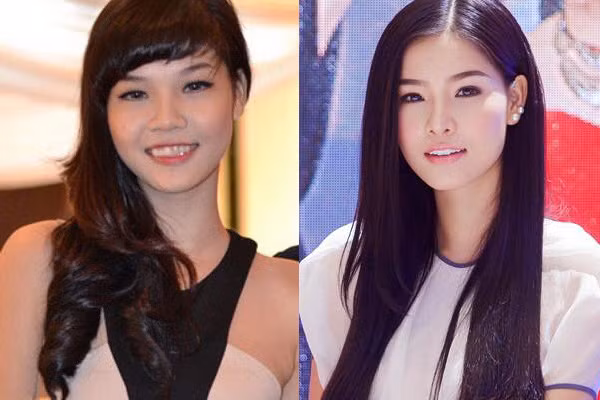 Trước kia, ngoài chiều cao khủng thì Kỳ Hân chẳng có nét nào nổi bật, người đẹp từng bị coi là có nhan sắc nhạt nhòa với cánh mũi to, gương mặt ngắn (ảnh trái) còn Kỳ Hân ở hiện tại gương mặt thanh thoát với các đường nét rõ ràng và thon gọn hơn đặc biệt là ở sống mũi.