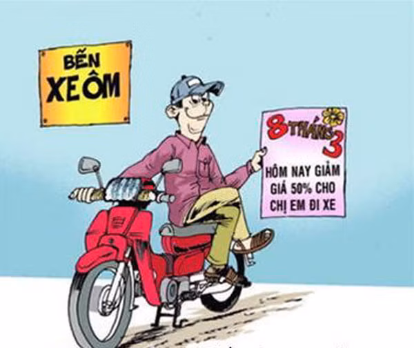 Ngay cả những bác xe ôm cũng sẽ ưu đãi cho các chị em phụ nữ ngày 8/3.