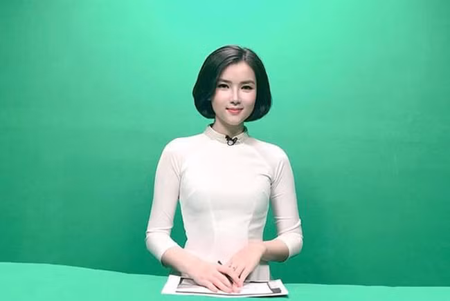 Khánh Linh xinh đẹp trong những lần lên sóng VTV trong vai trò MC.
