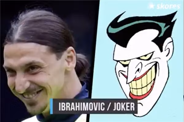 Ibrahimovic với nụ cười đặc trưng và cái mũi khoằm chẳng khác gì Joker – kẻ thù không đội trời chung của Batman.