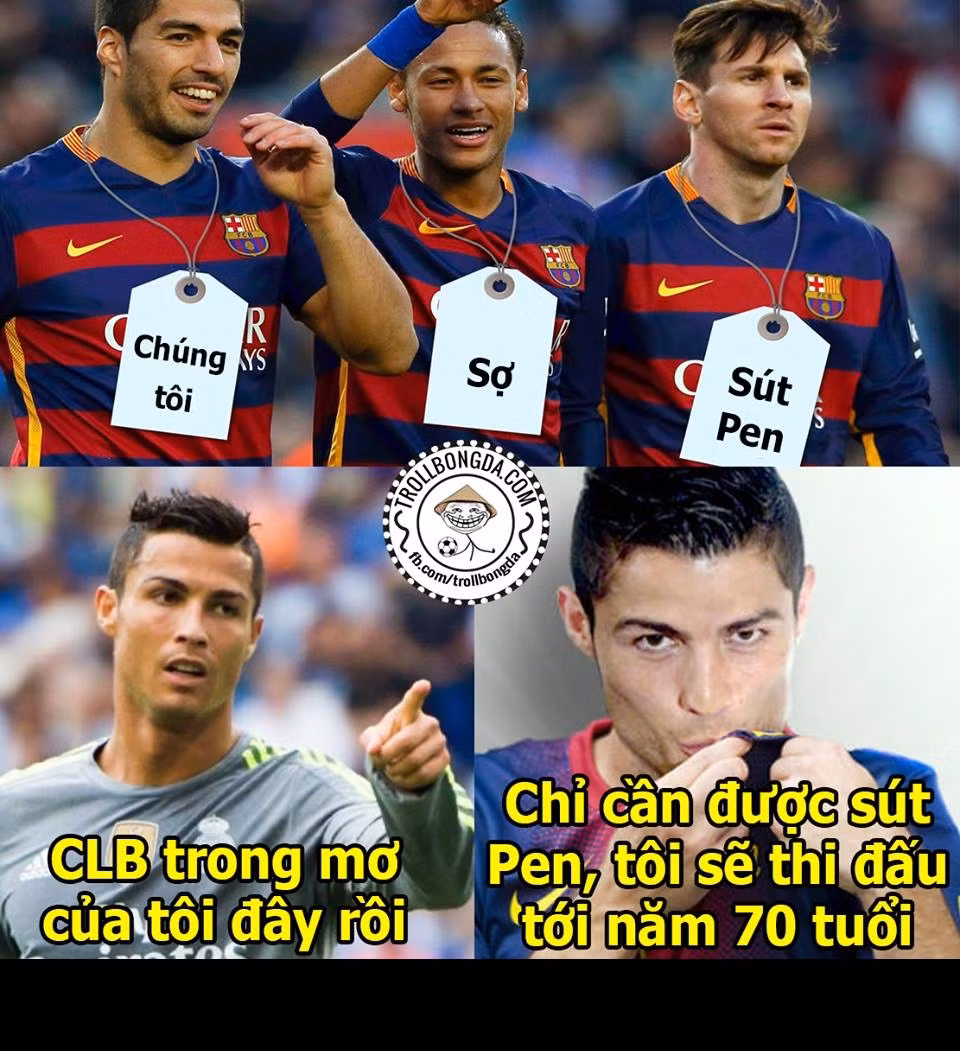 Bộ ba NMS của Barca đang cảm thấy vô cùng ngắn với penalty. Nhưng ngược lại, Cris Ronaldo lại vô cùng thích thú với bàn thắng kiểu này. Chỉ cần được đá 11m mỗi trận. Siêu sao người Bồ có thể thi đấu tới năm 70 tuổi.