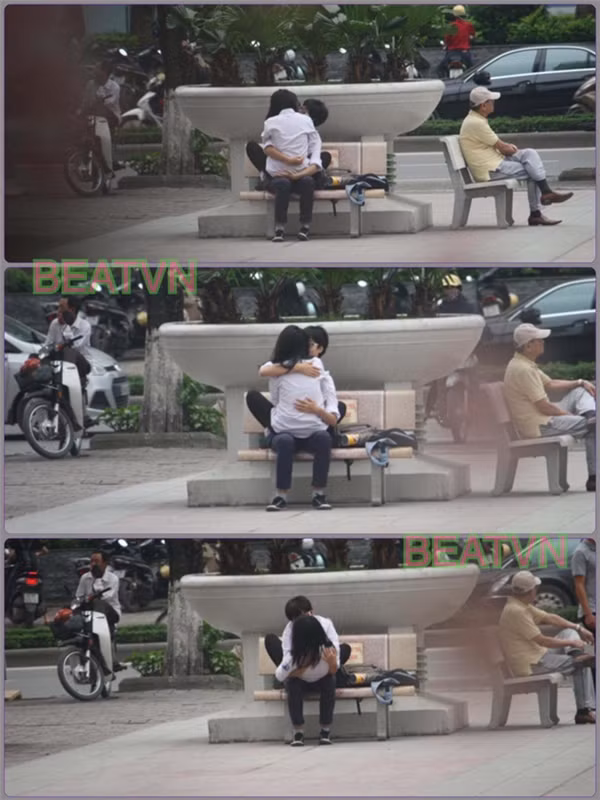Đến nỗi người đã quay đoạn clip này cũng phải chia sẻ: "Dẫu biết tình yêu của đôi bạn trẻ không có gì có thể đong đếm được, nhưng họ hôn nhau suốt 2 tiếng đồng hồ thì làm sao nhà mình buôn bán được đây?".