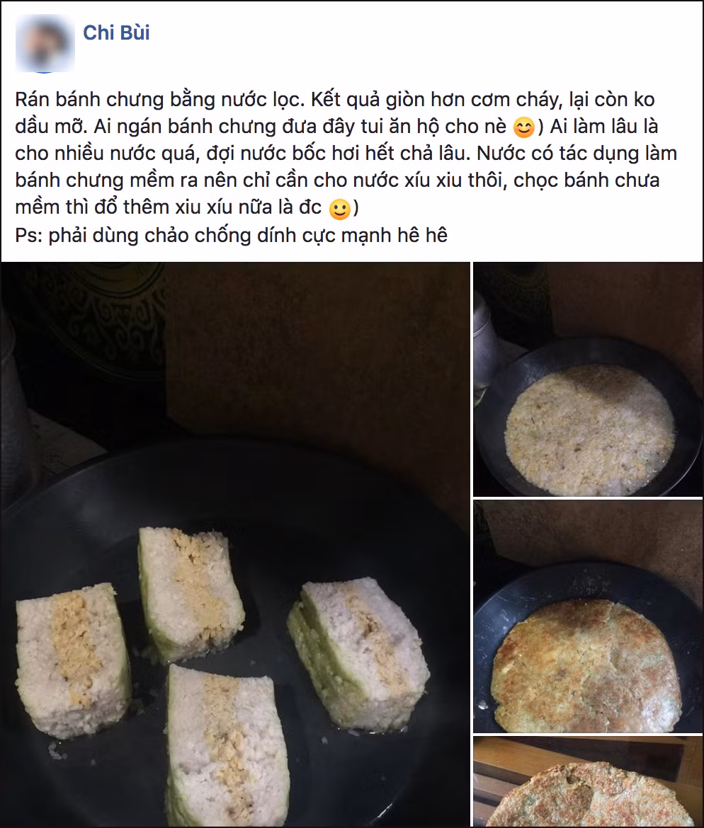 Chia sẻ với PV Kiến Thức, nickname M.Q người đã rán bánh chưng bằng nước lọc thành công cho biết: "Đầu tiên mình hoài nghi lắm nhưng từ hoài nghi đó mình quyết định thử, hỏng thì bỏ đi còn nếu ngon thì tiếp tục lần sau. Ai ngờ làm theo công thức, bánh vừa giòn, vừa không ngấy ngỡ".