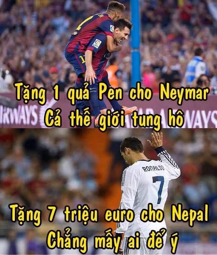 Có bất công giữa Messi và Cris Ronaldo.