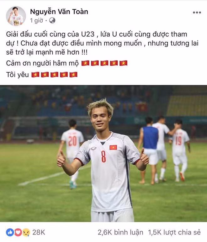 Rất nhiều những lời cảm ơn tới BHL, HLV Park Hang Seo, các đồng đội được các cầu thủ U23 Việt Nam gửi đi sau hành trình được đánh giá là thành công tại Asiad 2018.