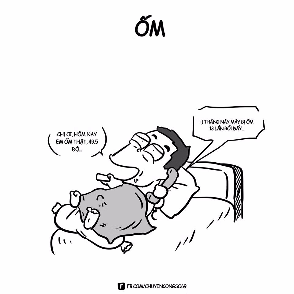 Lý do ốm tới 49.5 độ và đây là lần thứ 13 trong tháng ốm của 1 nhân viên văn phòng.