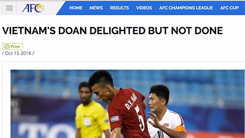Mới đây trên trang chủ của mình, LĐBĐ châu Á (AFC) đã không tiếc lời ca ngợi chiến công của ĐT U19 Việt Nam khi làm nên kỳ tích lần đầu tiên lọt vào U20 World Cup 2017. Chưa dừng lại ở đó, một số cá nhân của U19 Việt Nam cũng được vinh danh trong đó có hậu vệ Đoàn Văn Hậu.