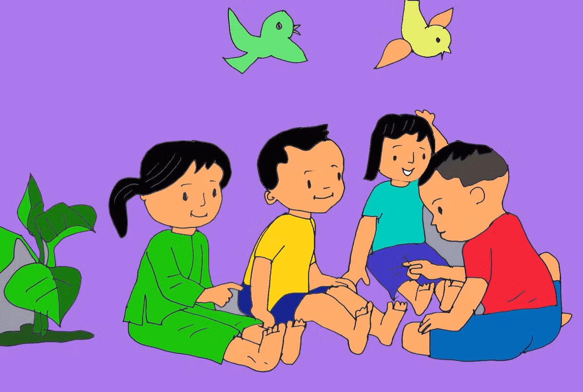 2. Dạy bé trò nu na nu nống. Nu na nu nống. Đánh trống phất cờ. Mở cuộc thi đua. Thi chân đẹp đẽ. Chân ai sạch sẽ. Gót đỏ hồng hào. Không bẩn tí nào. Được vào đánh trống. Ảnh: phamhuuhoan.blogspot.com.
