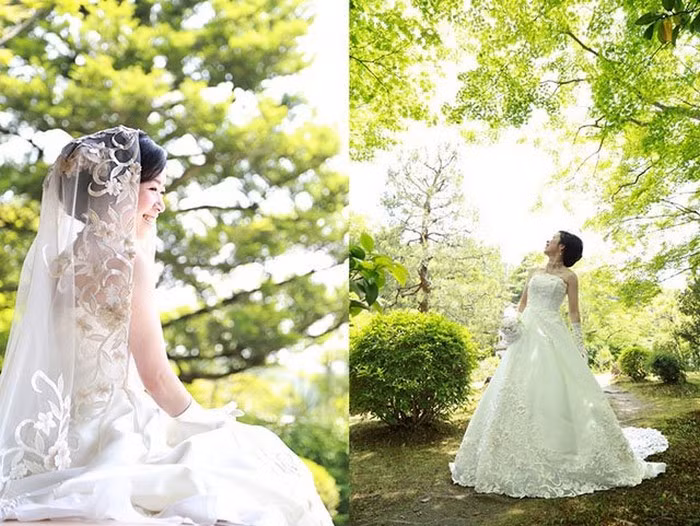Các quý cô sẽ được chọn áo cưới hoặc kimono truyền thống. Họ cũng được chăm sóc chu đáo từ khâu trang điểm cô dâu, làm tóc, chụp ảnh và ngủ một đêm tại khách sạn gần đó. Dịch vụ này tốn khoảng 300.000 Yên (khoảng 60 triệu đồng). Ảnh: Dailymail.