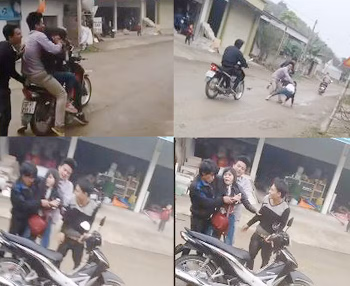 Ngày 4/2, cộng đồng mạng đã vô cùng bức xúc với video gần 3 phút quay lại cảnh nhóm thanh niên cố gắng bắt một cô gái làm vợ. Dù cô gái không đồng tình và hô kêu cứu nhưng 4 thanh niên vẫn cố gắng bắt cô lên xe máy. Được biết, vụ việc bắt vợ này xảy ra ở huyện Quỳ Hợp, Nghệ An. Ảnh: Nghean24h.