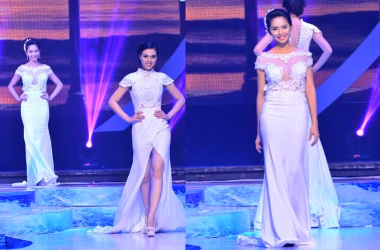 Các thí sinh Hoa khôi ĐBSCL 2015 đến từ khắp mọi miền của đất nước trình diễn trang phục cưới.