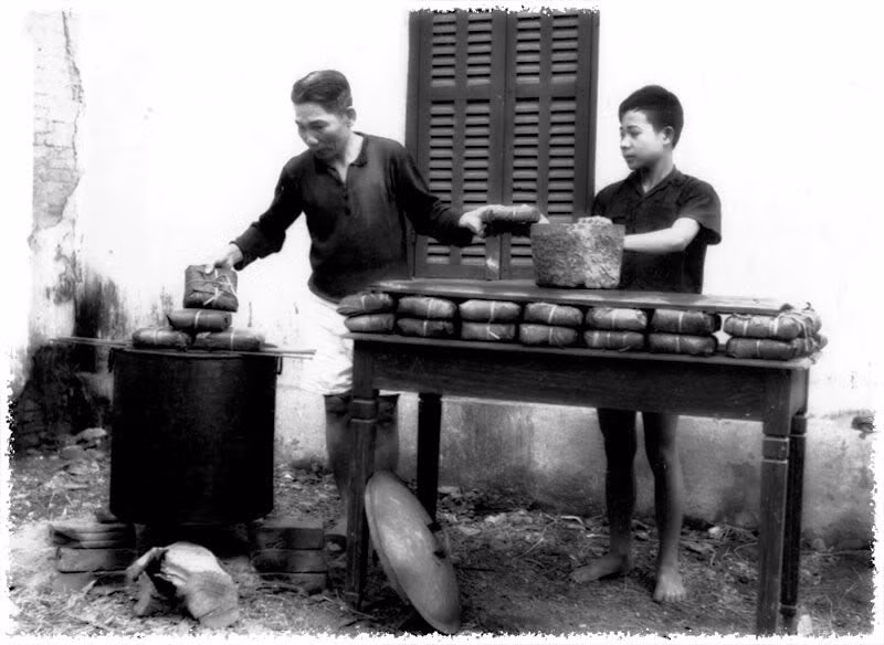Bánh chưng ngày tết. 